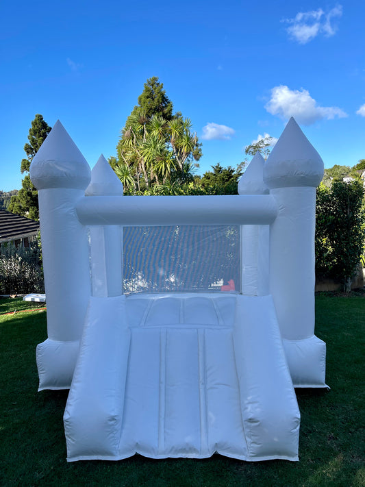 Luxury White Mini castle with slide